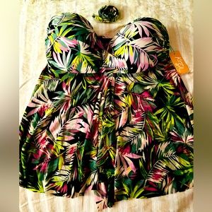NEW! Tropical Tankini Top ! Size 12/14